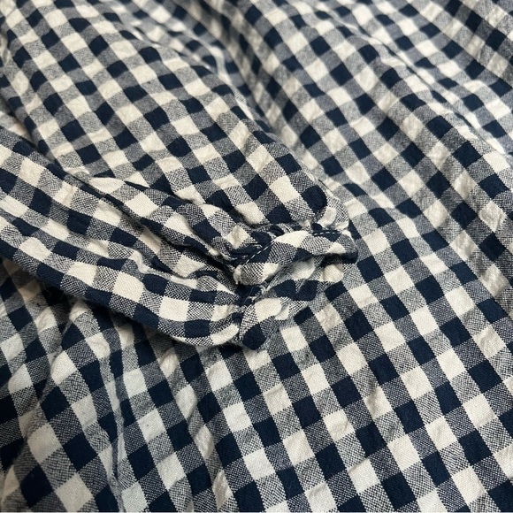 Seafolly Blue White Check Peasant Shirt Size Large Tassles Boho. - Picture 7 of 7